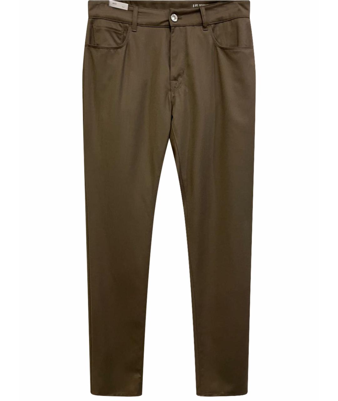 PT TORINO Коричневые шерстяные повседневные брюки, фото 1