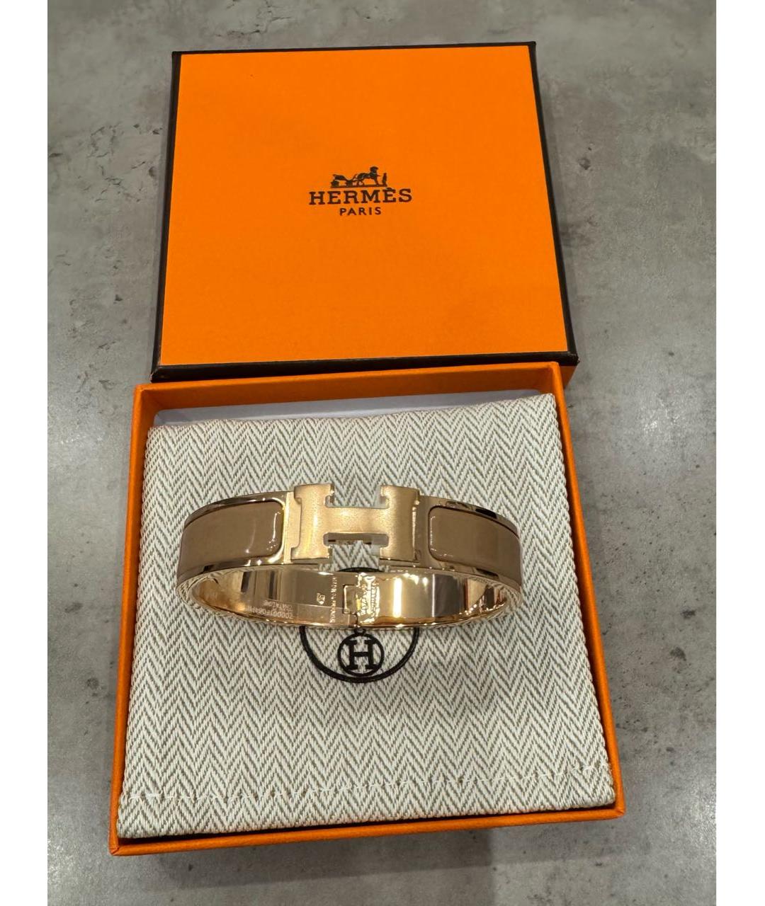 HERMES Бежевый металлический браслет, фото 3