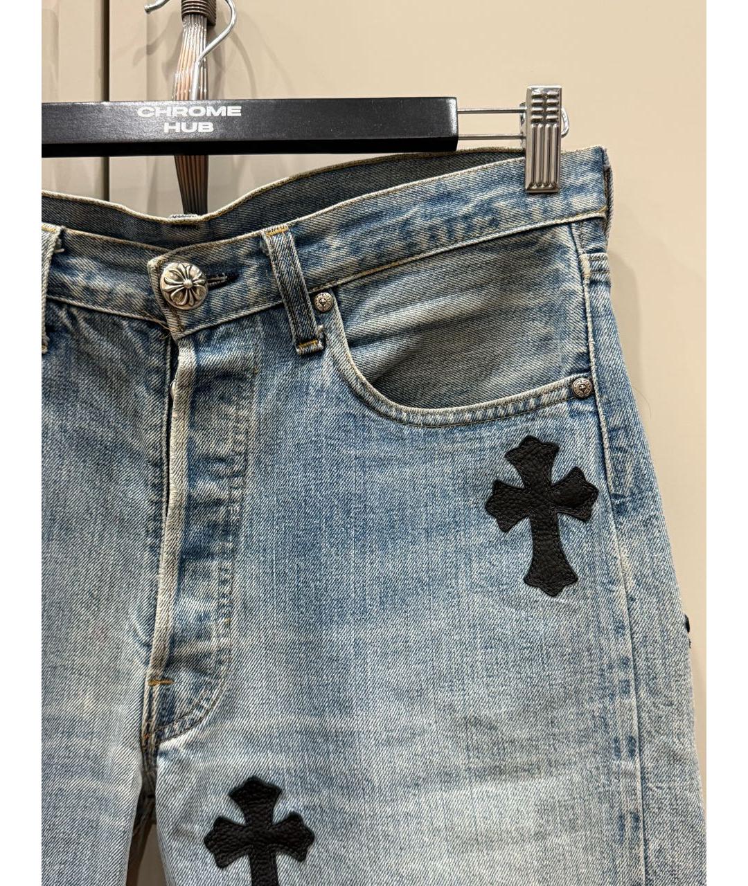 CHROME HEARTS Голубые хлопковые прямые джинсы, фото 6
