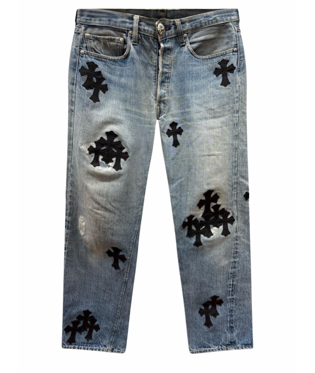 CHROME HEARTS Голубые хлопковые прямые джинсы, фото 1