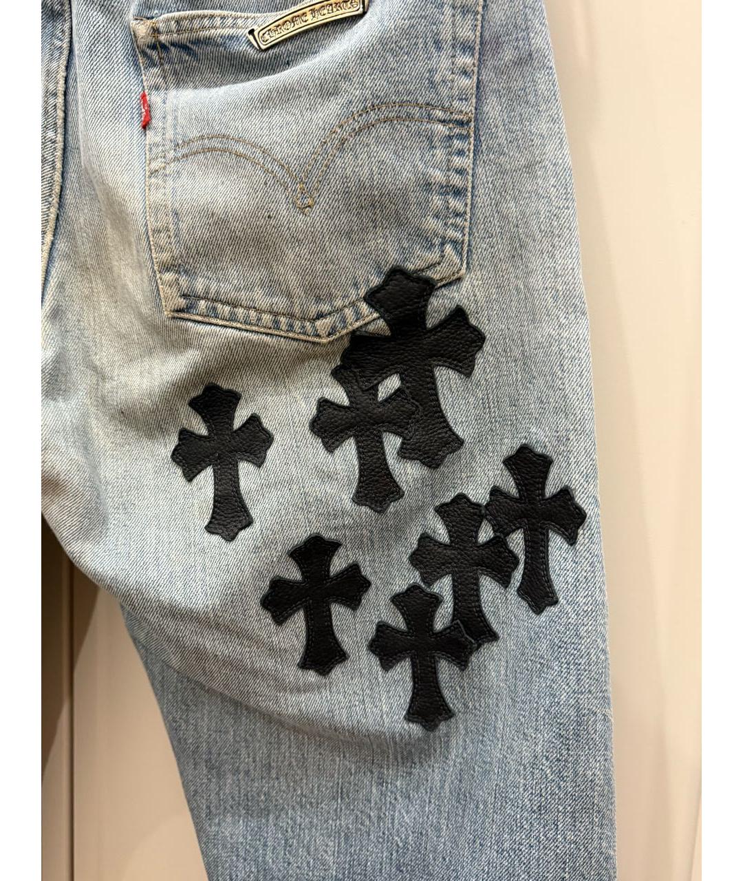 CHROME HEARTS Голубые хлопковые прямые джинсы, фото 5