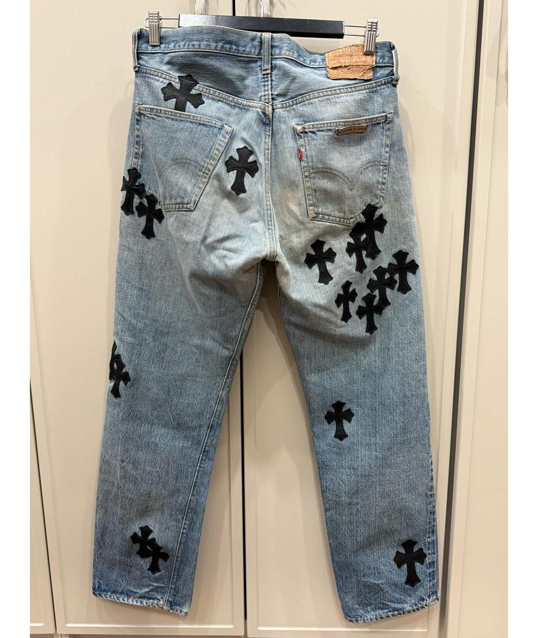 CHROME HEARTS Голубые хлопковые прямые джинсы, фото 2