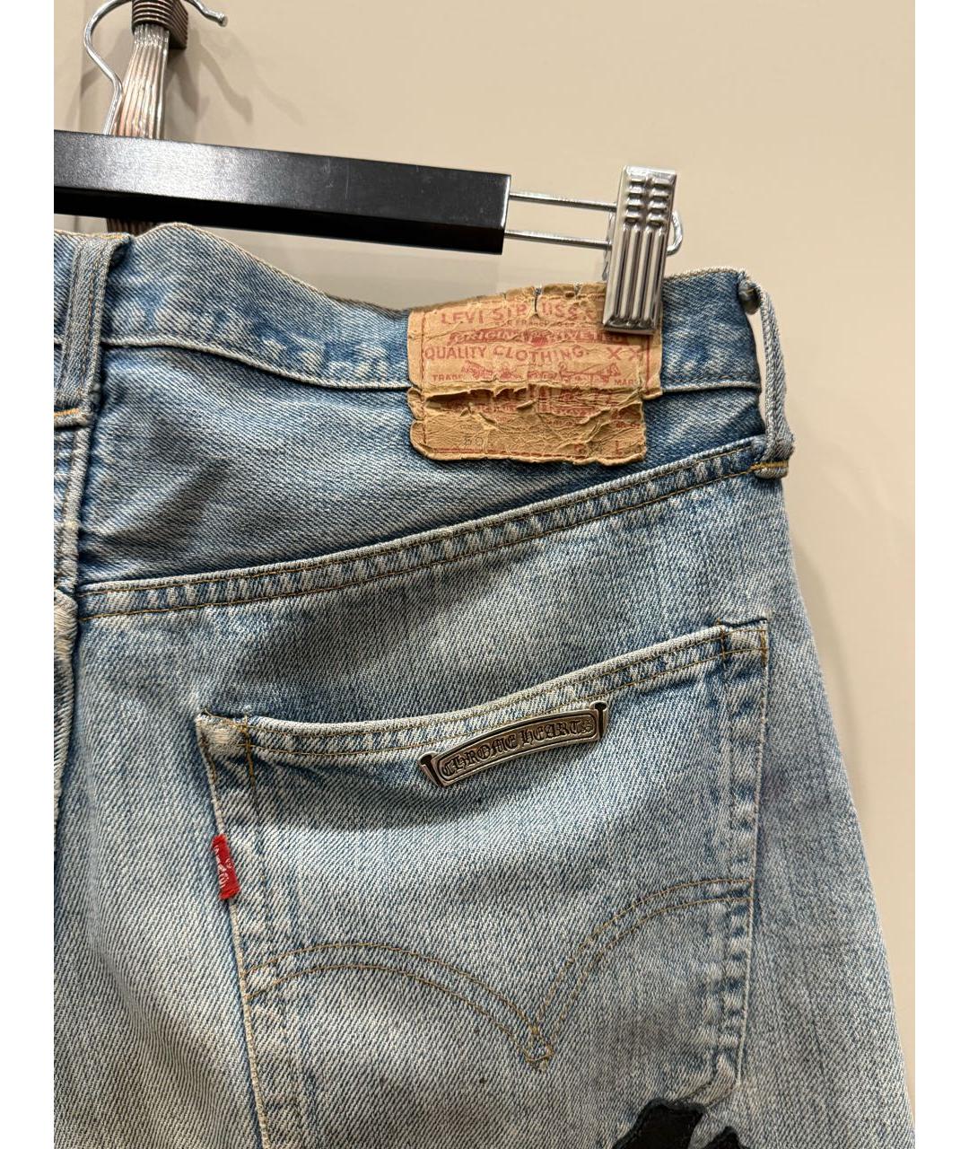 CHROME HEARTS Голубые хлопковые прямые джинсы, фото 4