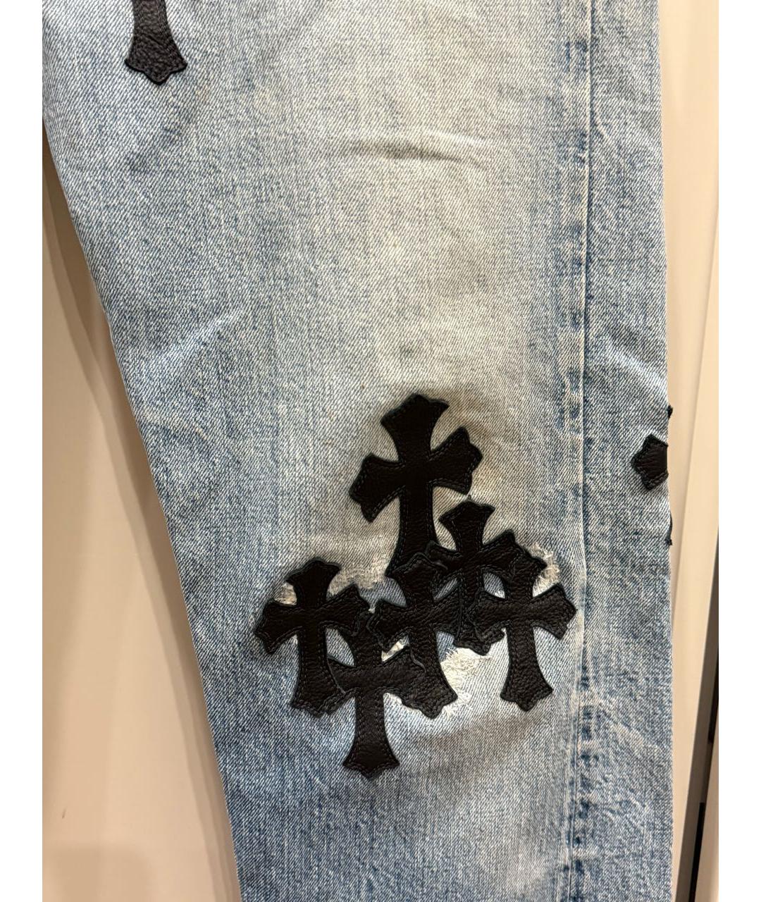 CHROME HEARTS Голубые хлопковые прямые джинсы, фото 3