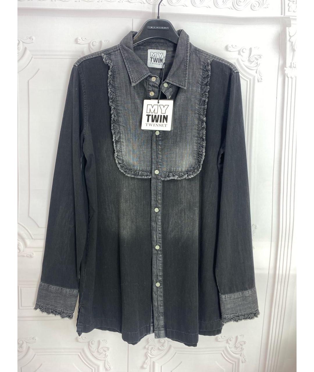 TWIN-SET Черная хлопковая рубашка, фото 5