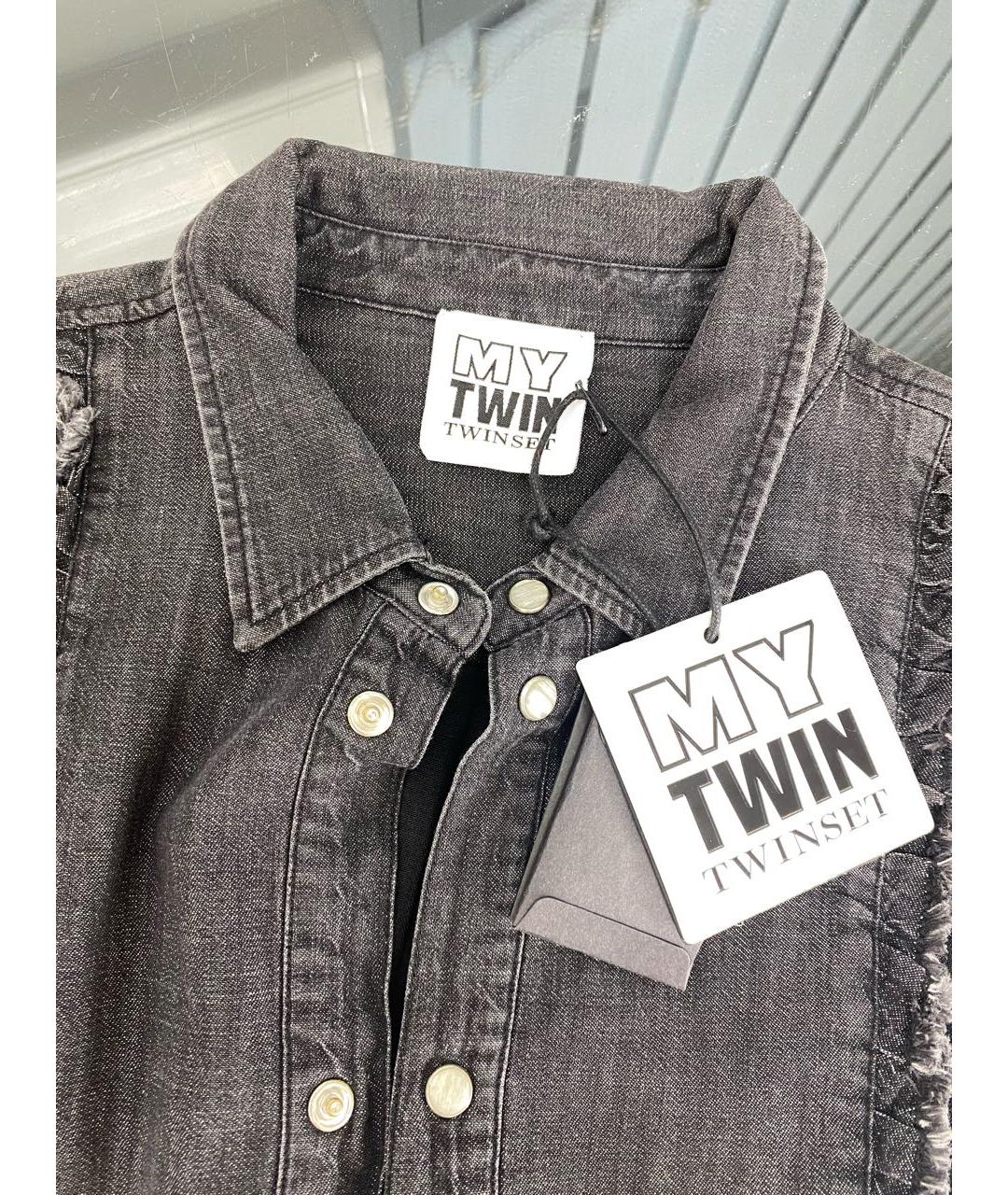 TWIN-SET Черная хлопковая рубашка, фото 3