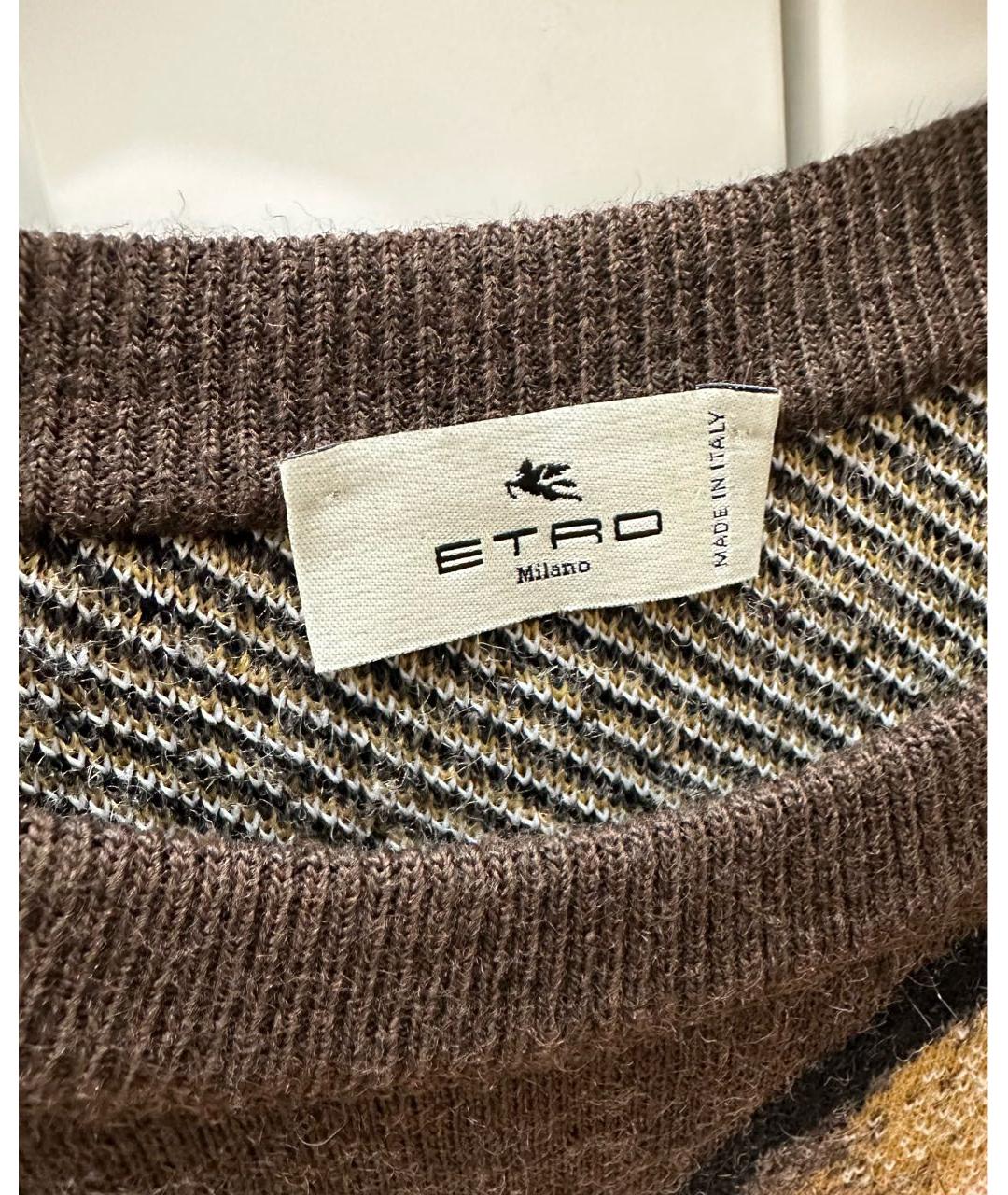 ETRO Коричневый шерстяной джемпер / свитер, фото 3