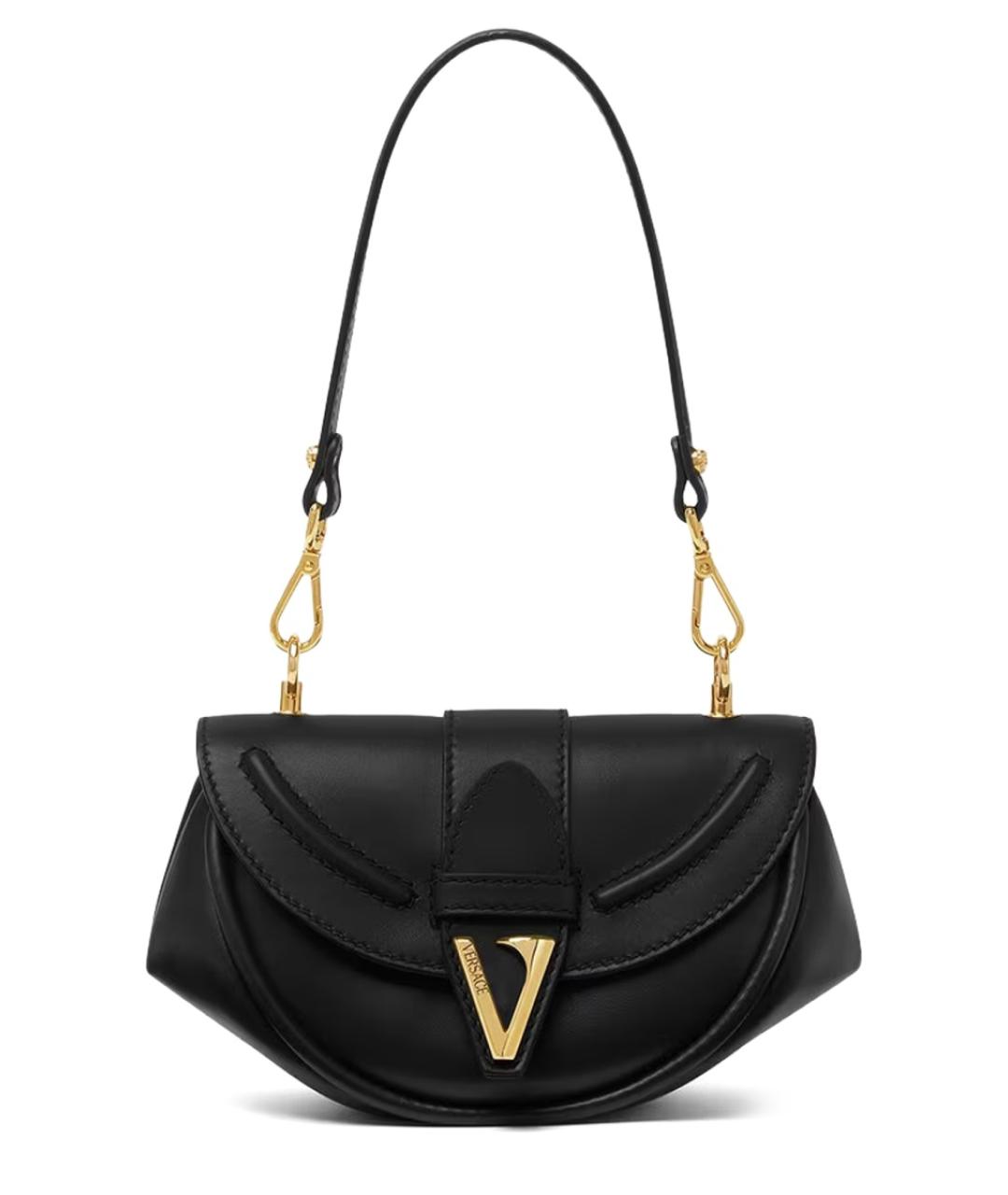 VERSACE Черная кожаная сумка через плечо, фото 1