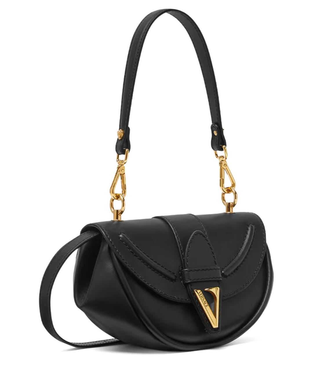 VERSACE Черная кожаная сумка через плечо, фото 2