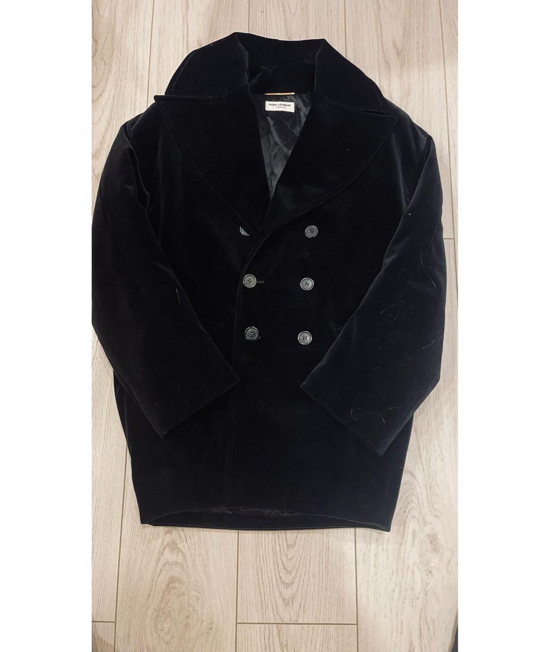 SAINT LAURENT Черное бархатное пальто, фото 6