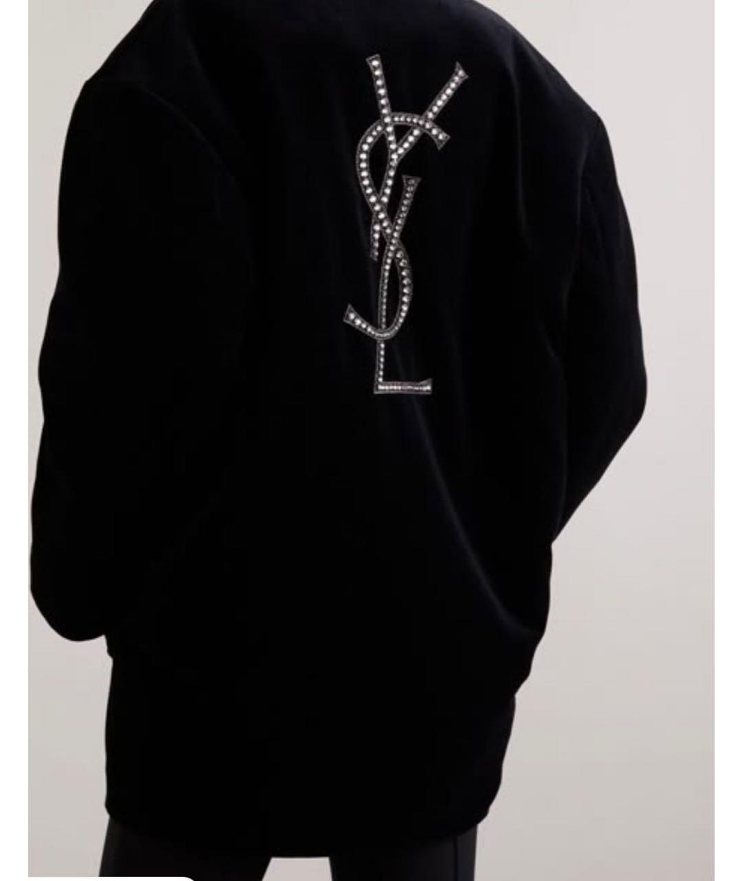 SAINT LAURENT Черное бархатное пальто, фото 4