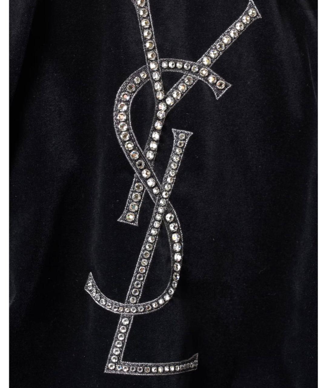 SAINT LAURENT Черное бархатное пальто, фото 5