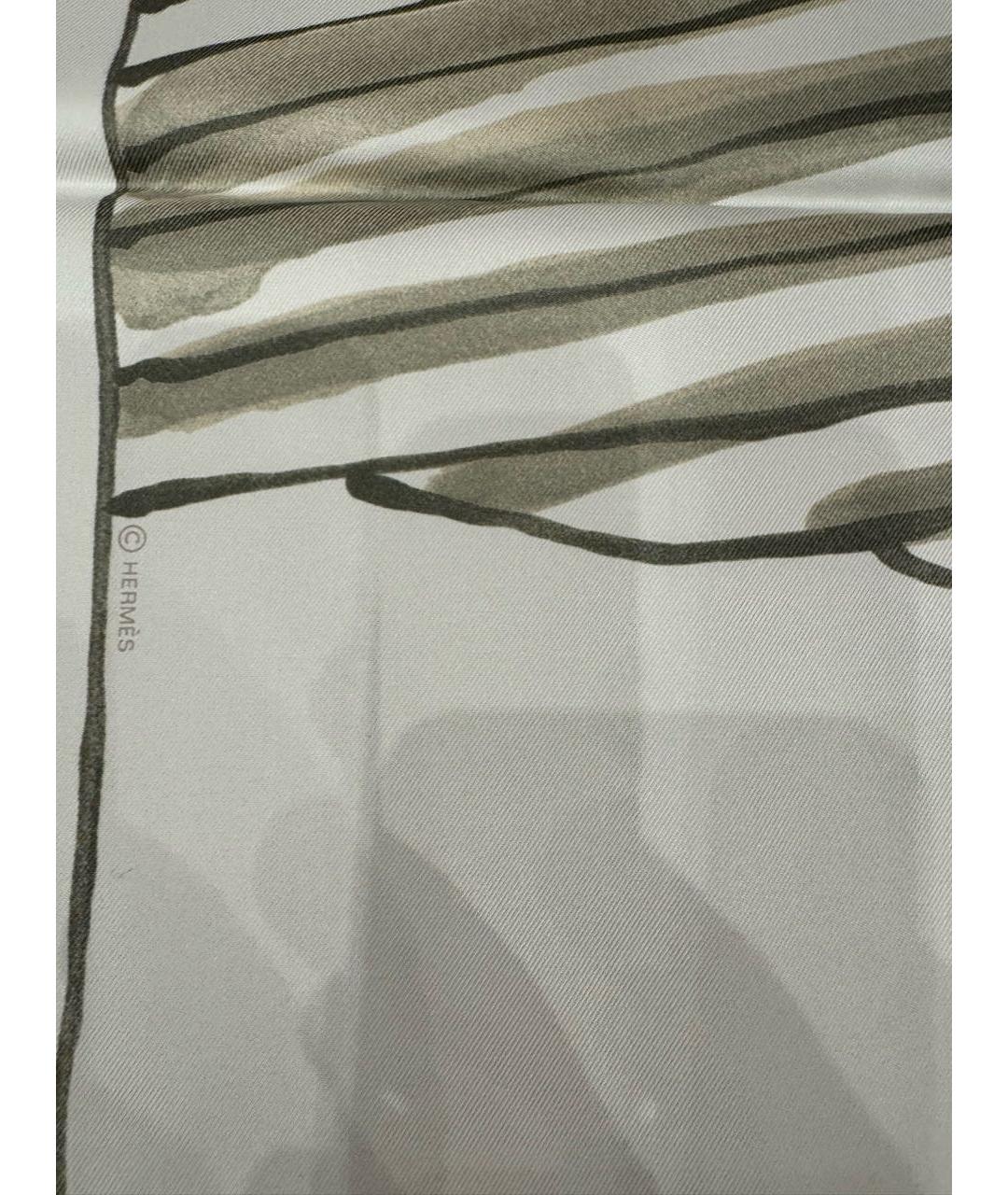 HERMES Белый шелковый платок, фото 5