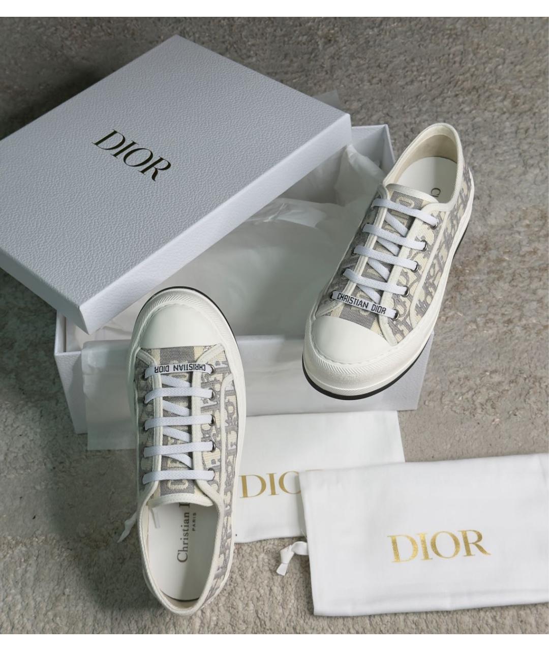 CHRISTIAN DIOR Серые текстильные кеды, фото 5