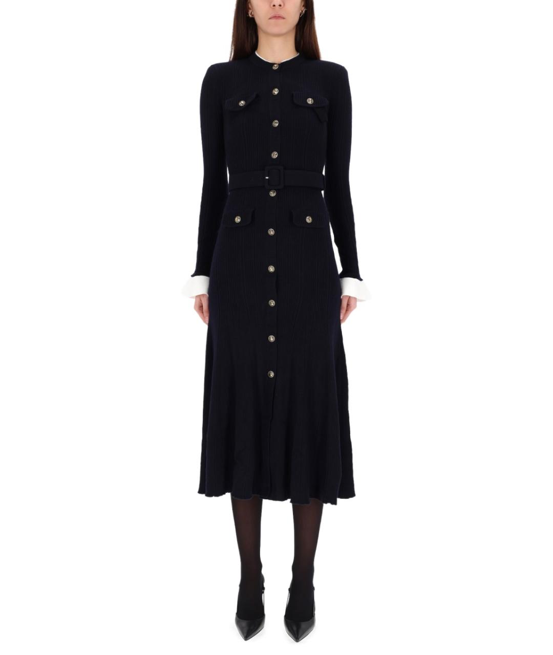 SELF-PORTRAIT Синее шерстяное платье, фото 4