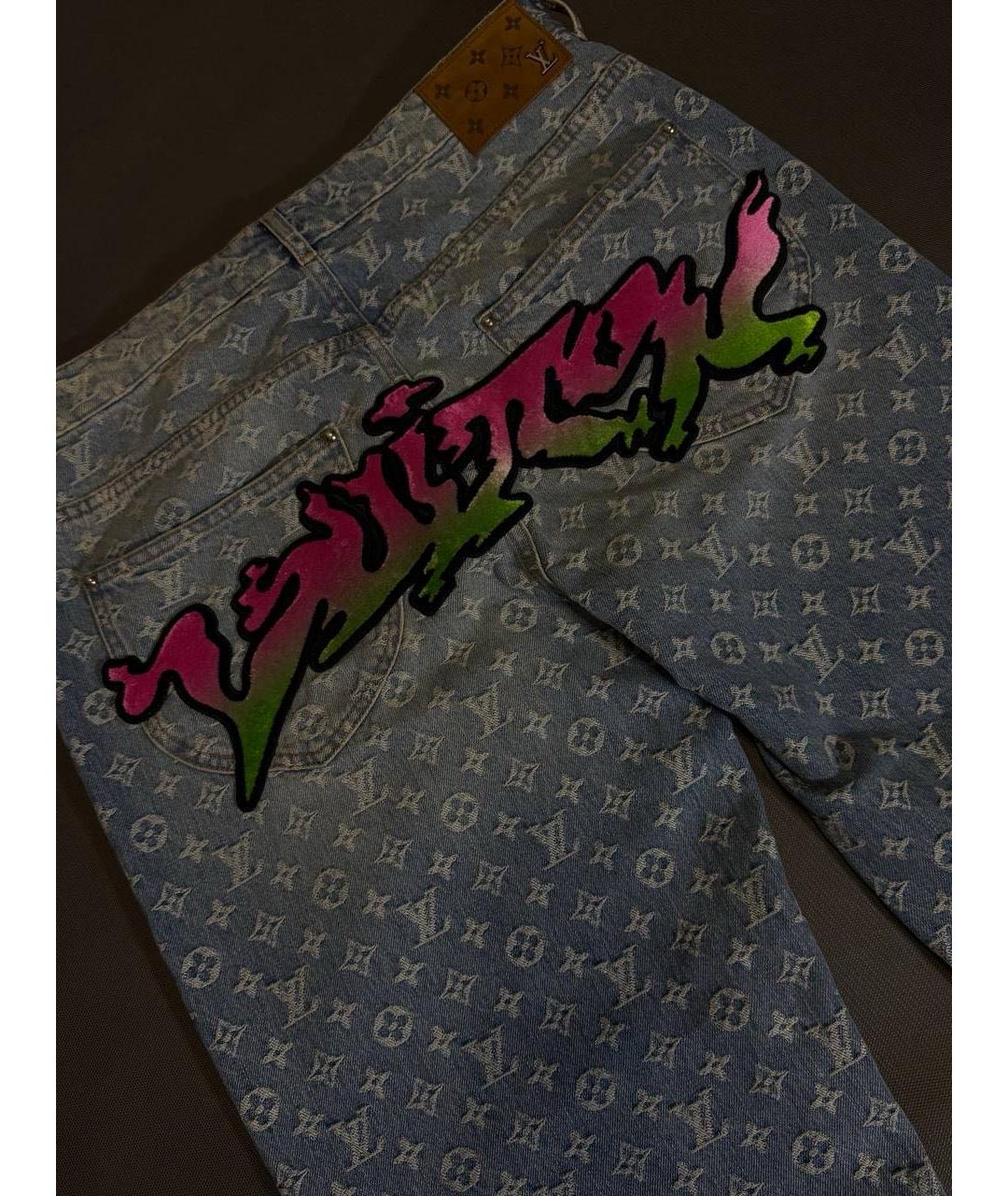 LOUIS VUITTON Голубые хлопковые прямые джинсы, фото 4