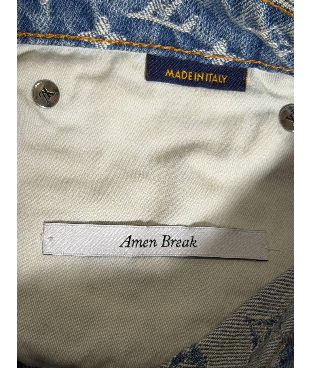 LOUIS VUITTON Голубые хлопковые прямые джинсы, фото 7