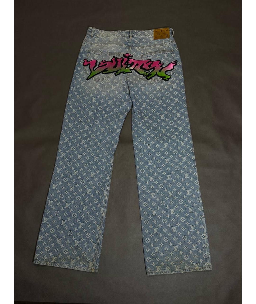 LOUIS VUITTON Голубые хлопковые прямые джинсы, фото 3