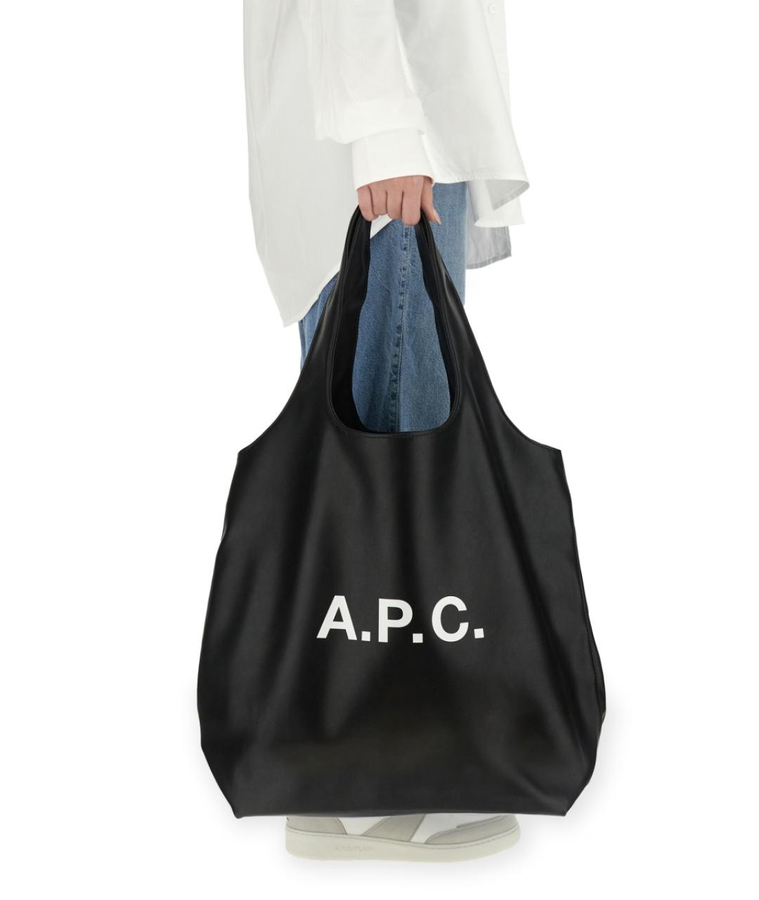 A.P.C. Черная сумка тоут из искусственной кожи, фото 3