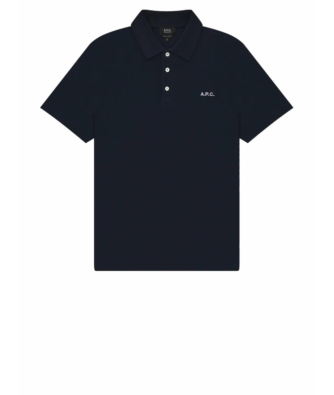A.P.C. Синее хлопковое поло с коротким рукавом, фото 1