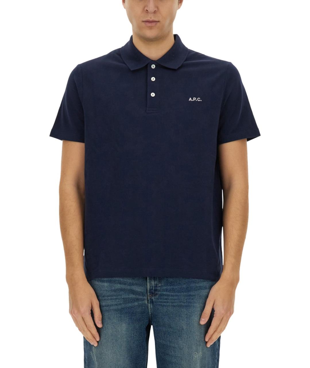A.P.C. Синее хлопковое поло с коротким рукавом, фото 2