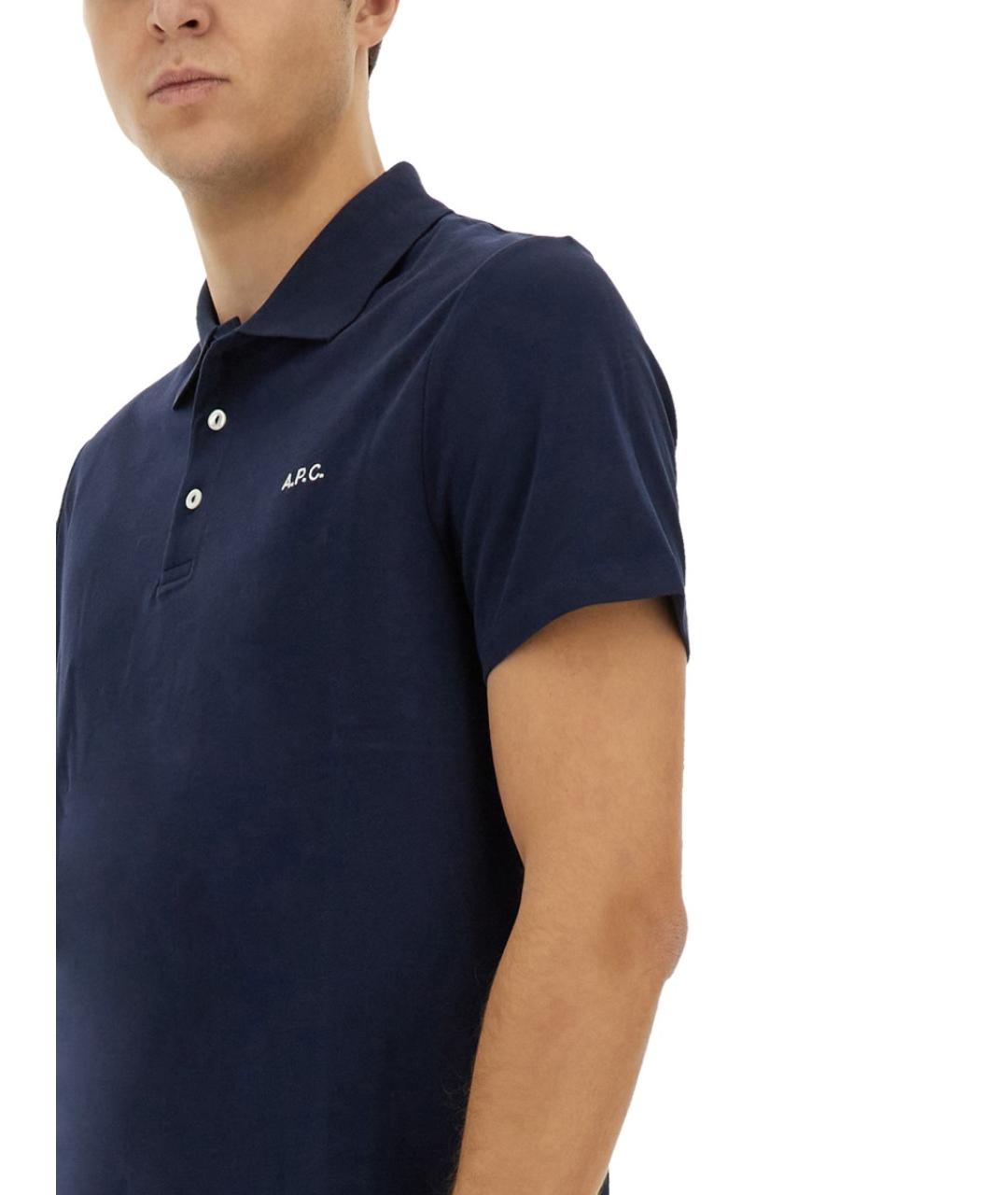 A.P.C. Синее хлопковое поло с коротким рукавом, фото 5