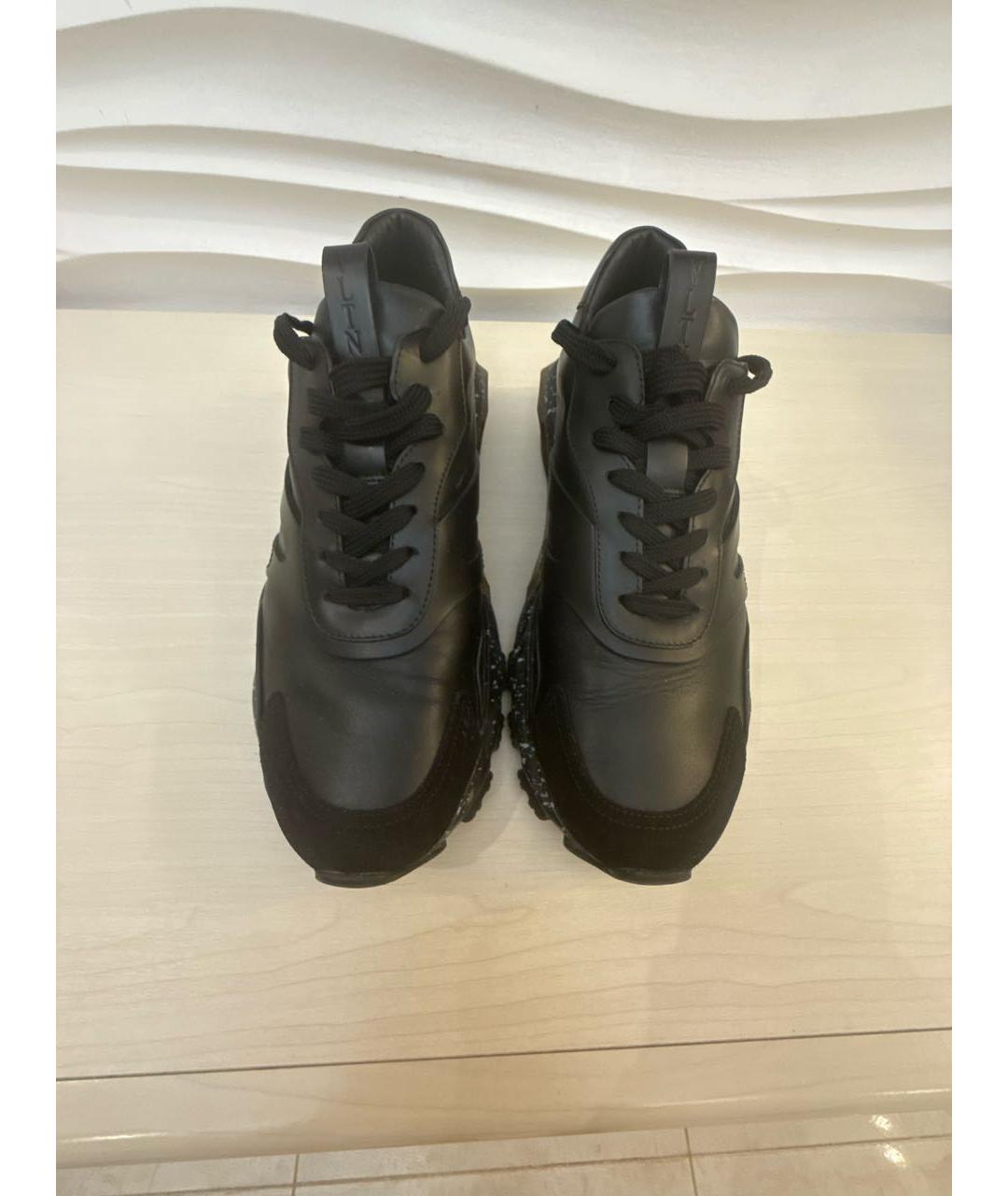 VALENTINO Черные кожаные низкие кроссовки / кеды, фото 2