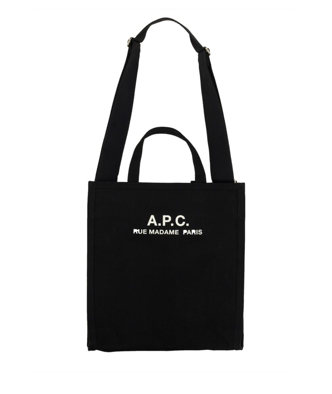 A.P.C. Черная хлопковая сумка тоут, фото 3