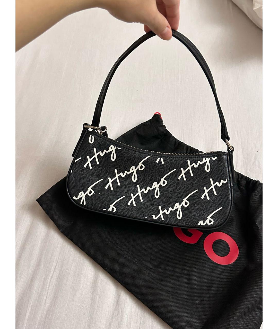 HUGO BOSS Черная сумка с короткими ручками из искусственной кожи, фото 2