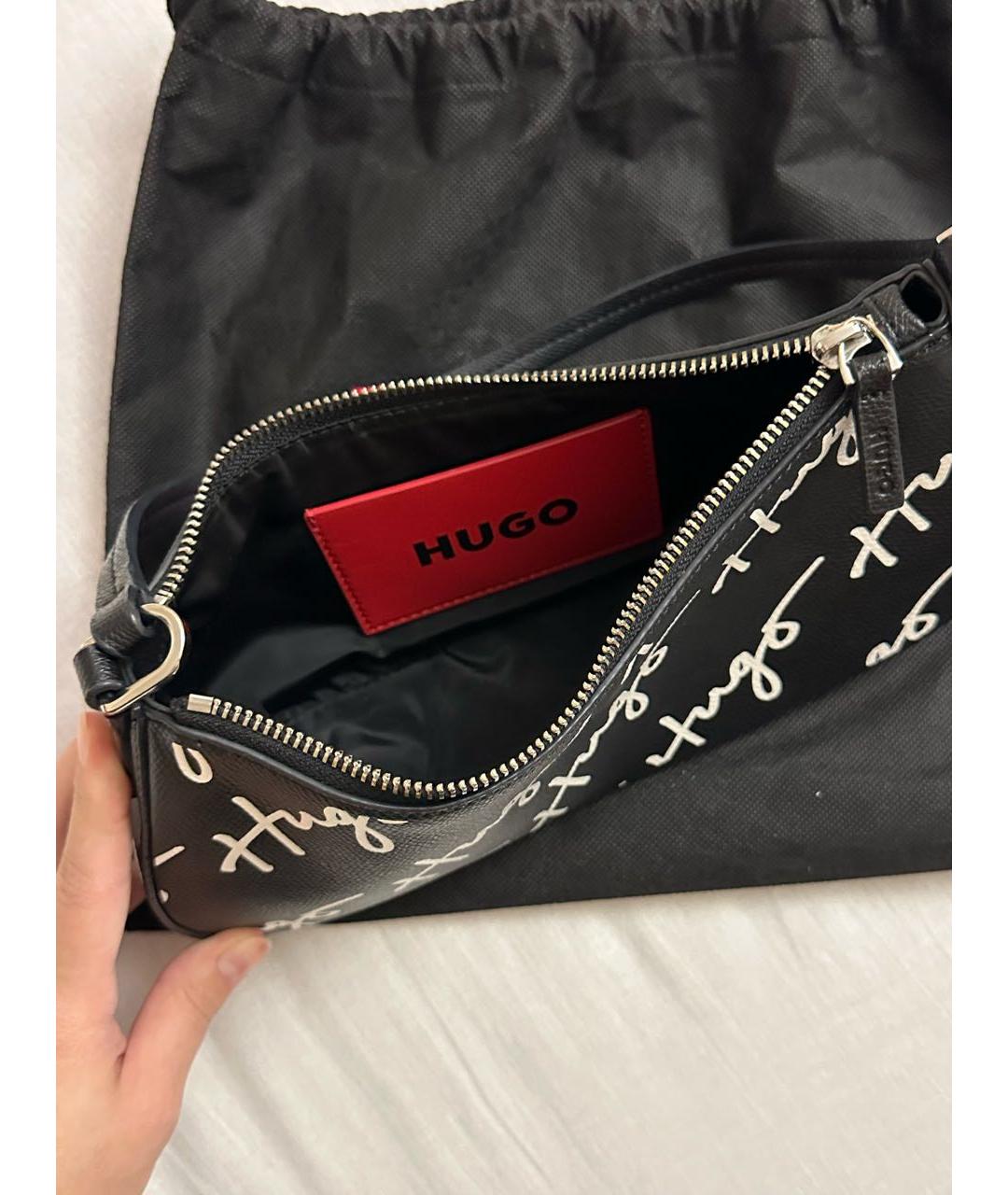 HUGO BOSS Черная сумка с короткими ручками из искусственной кожи, фото 4