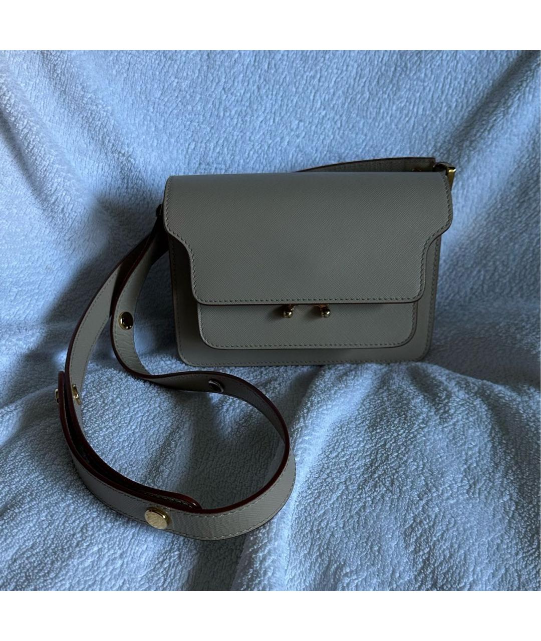 MARNI Бежевая кожаная сумка через плечо, фото 9