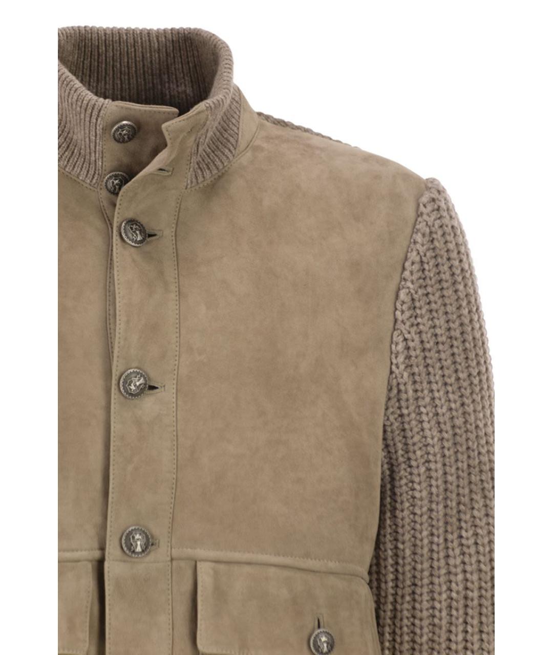 BRUNELLO CUCINELLI Бежевая замшевая куртка, фото 4