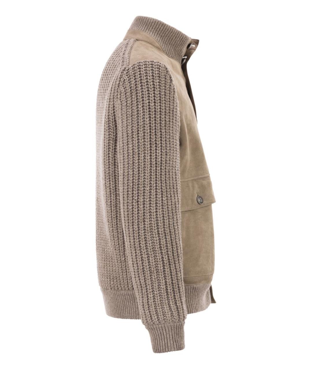 BRUNELLO CUCINELLI Бежевая замшевая куртка, фото 3