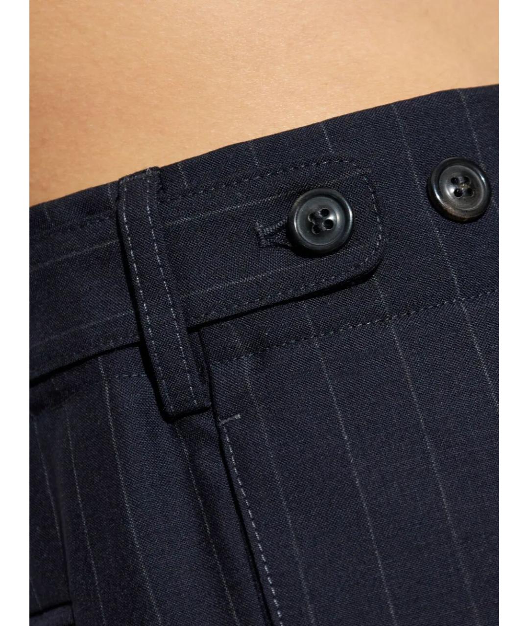 MAISON MARGIELA Темно-синие шерстяные повседневные брюки, фото 5