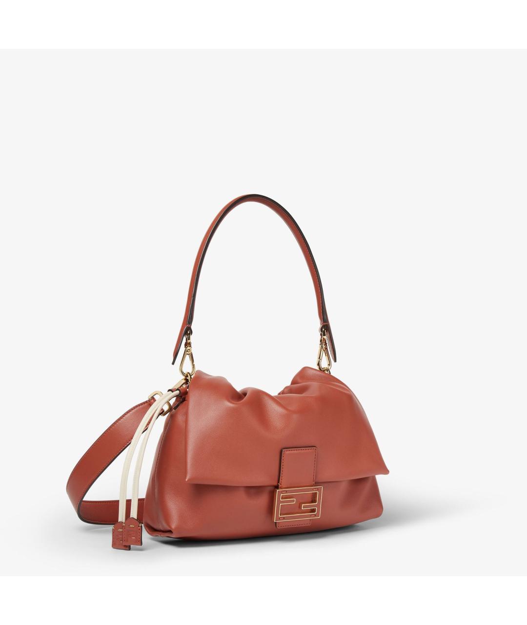 FENDI Коричневая кожаная сумка с короткими ручками, фото 2