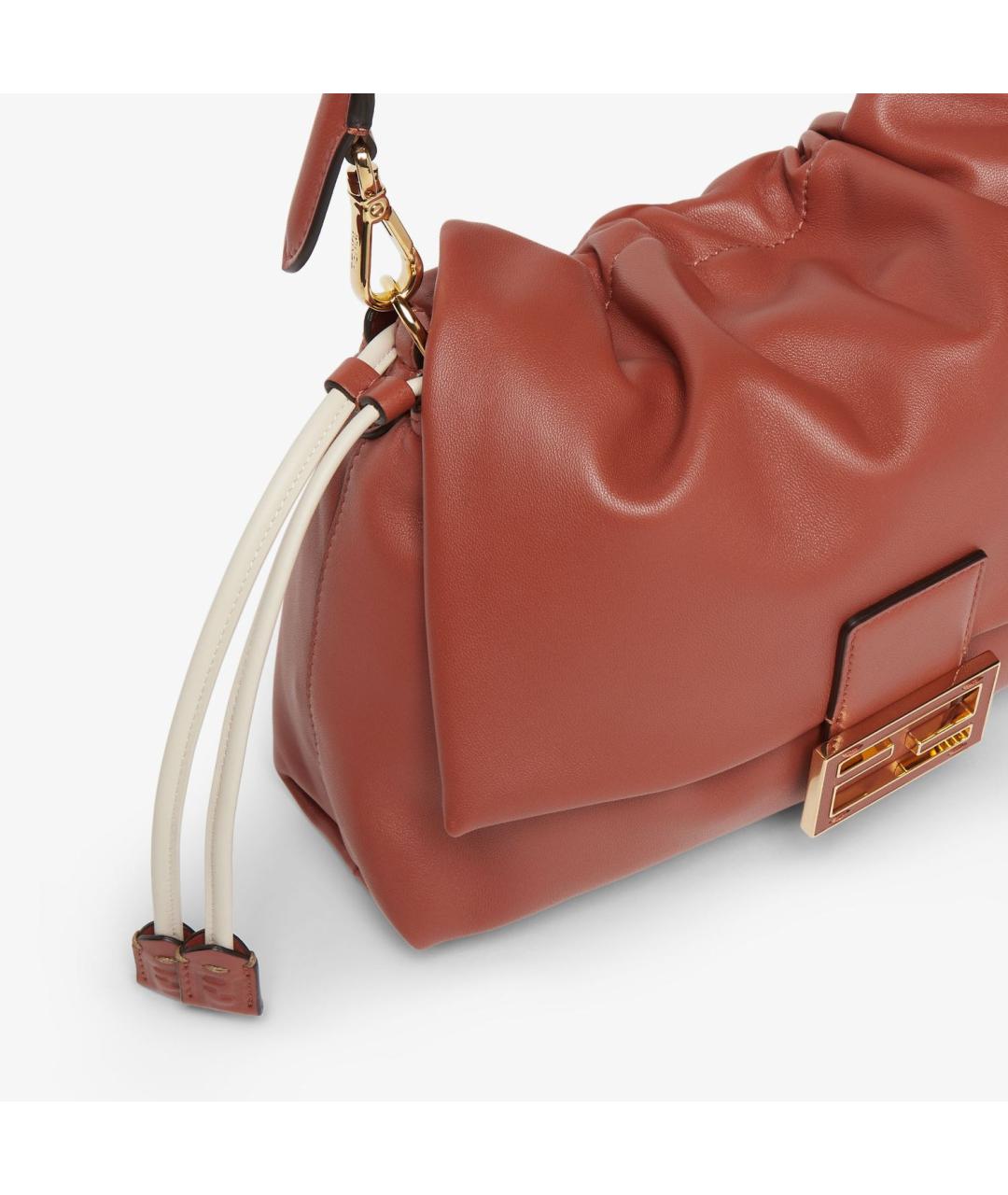 FENDI Коричневая кожаная сумка с короткими ручками, фото 5