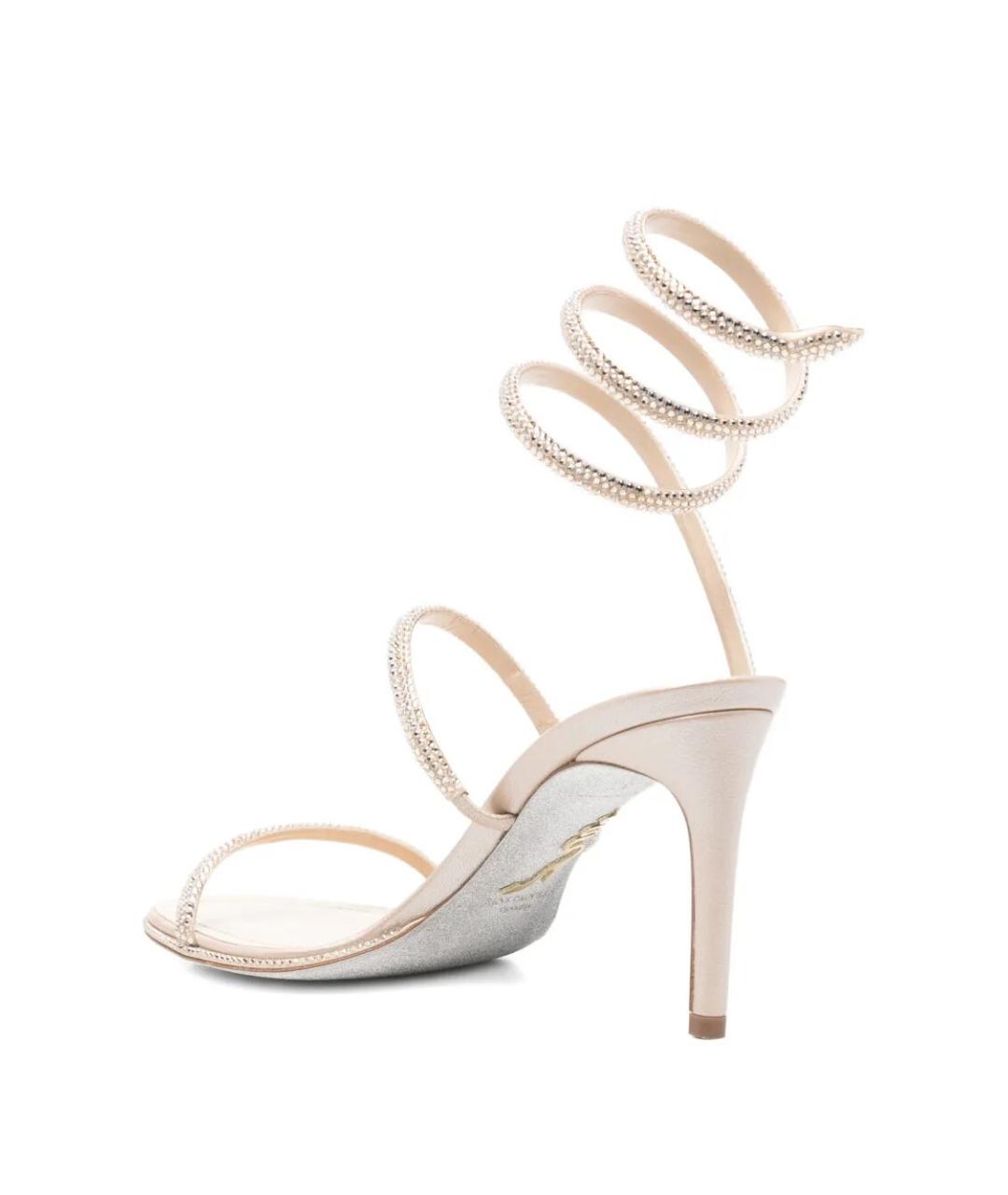 RENE CAOVILLA Бежевые текстильные сандалии, фото 3