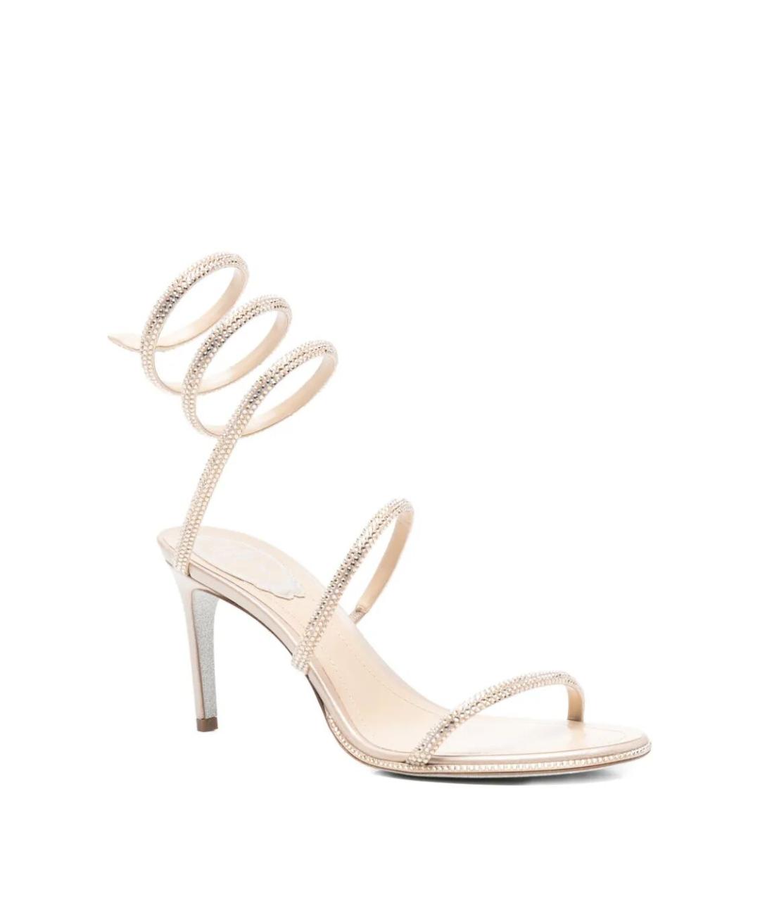 RENE CAOVILLA Бежевые текстильные сандалии, фото 2