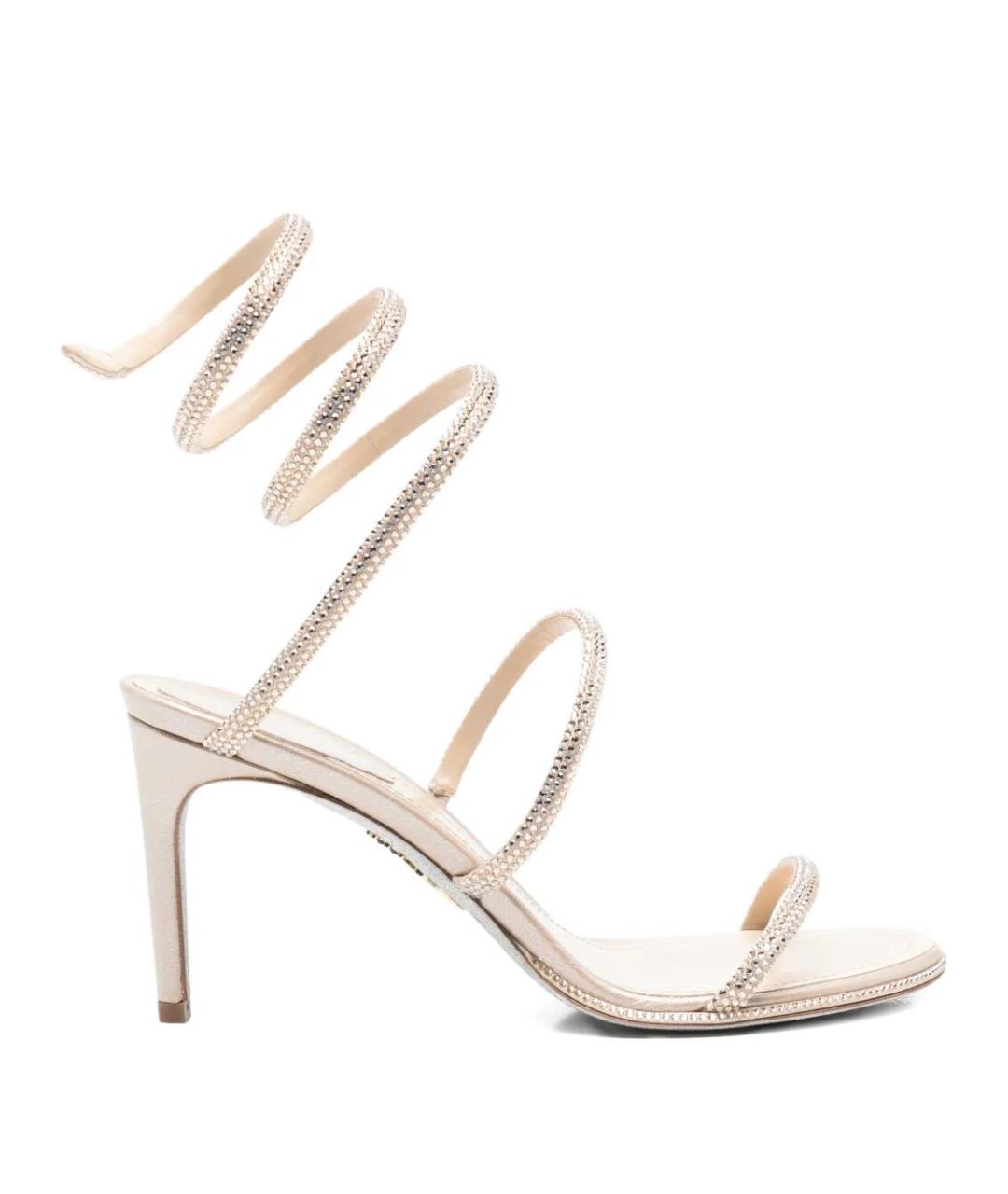 RENE CAOVILLA Бежевые текстильные сандалии, фото 1