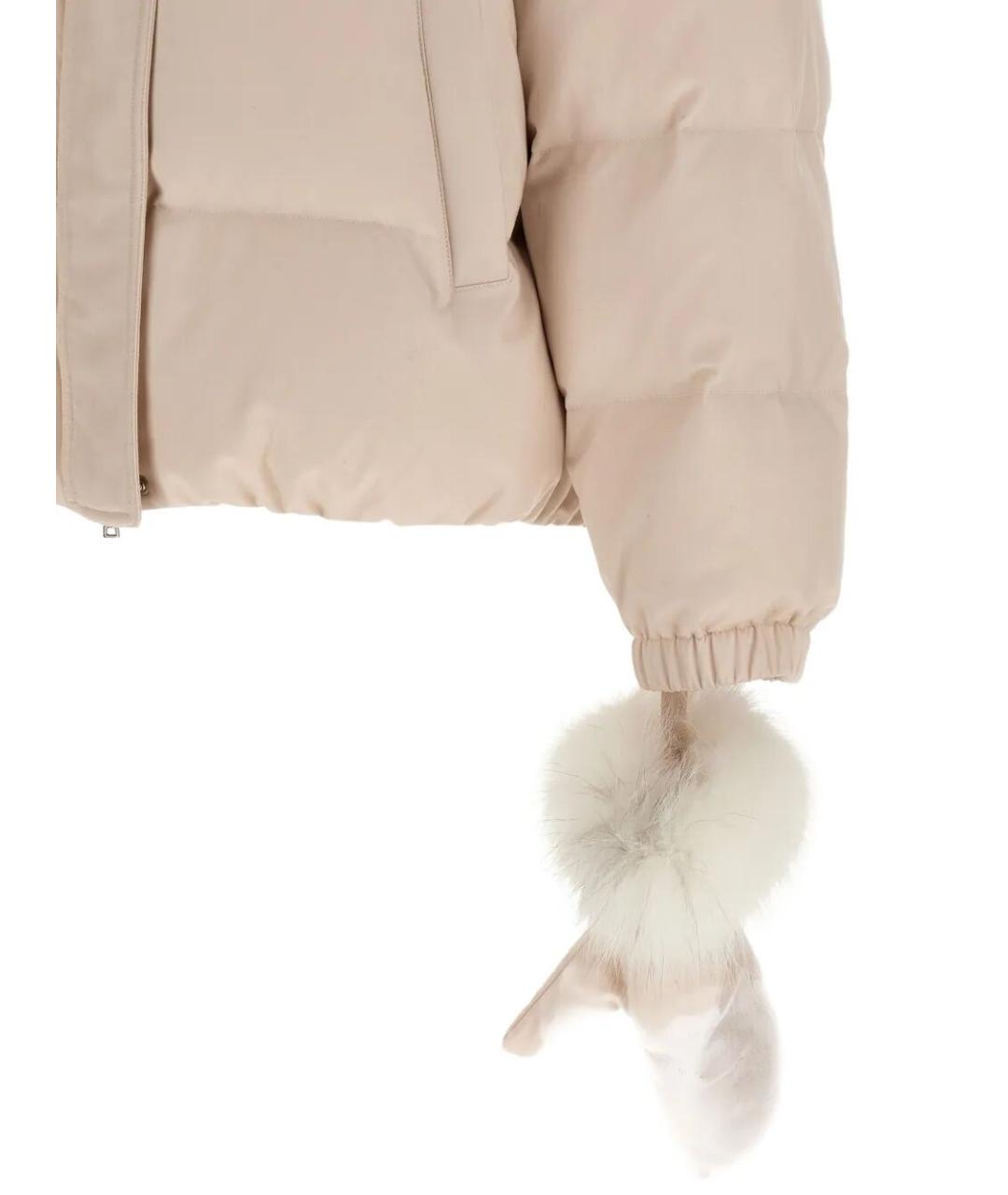 YVES SALOMON Бежевый полиамидовый пуховик, фото 4