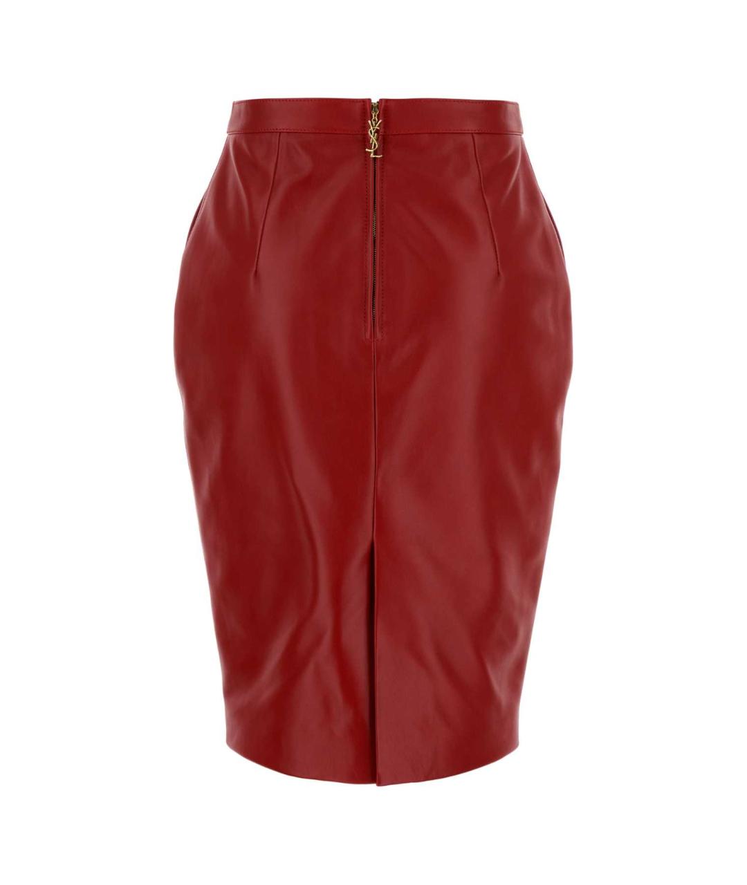 SAINT LAURENT Красная кожаная юбка миди, фото 2