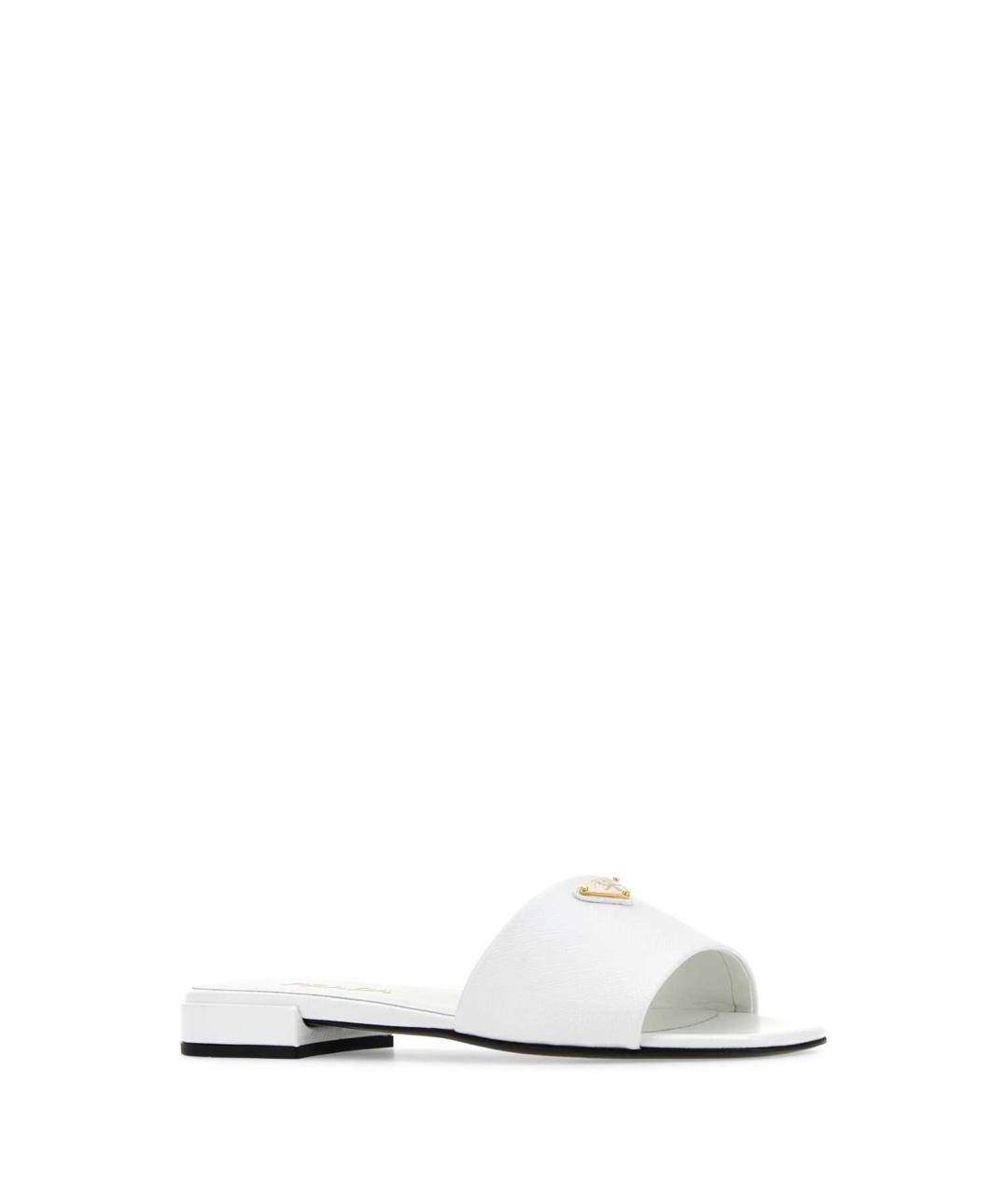 PRADA Белые кожаные шлепанцы, фото 2