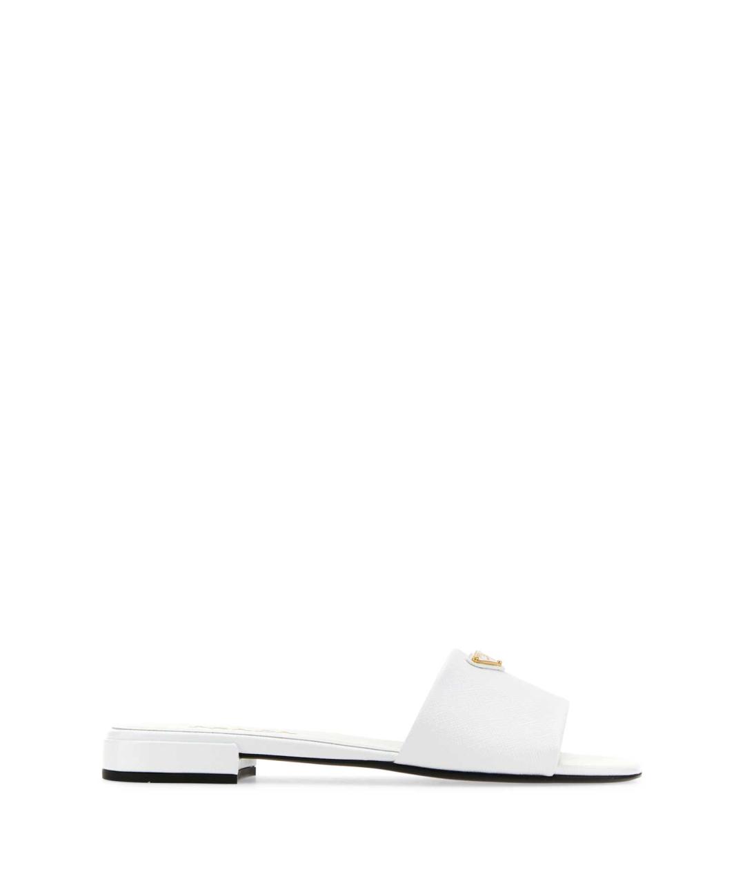 PRADA Белые кожаные шлепанцы, фото 1