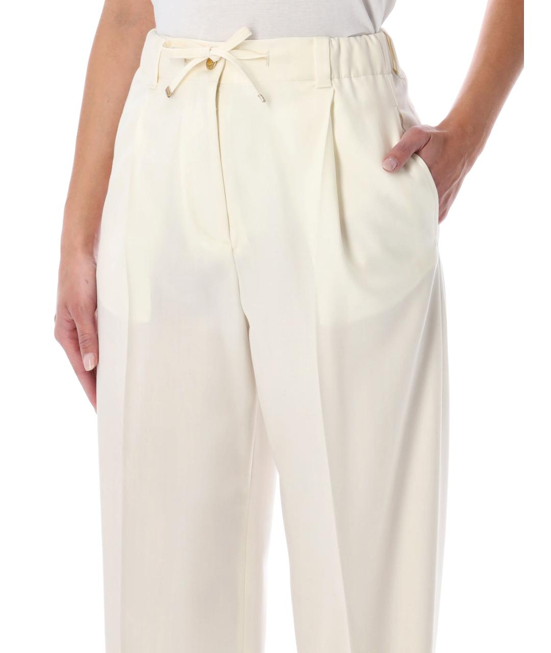 MONCLER Бежевые шерстяные прямые брюки, фото 2