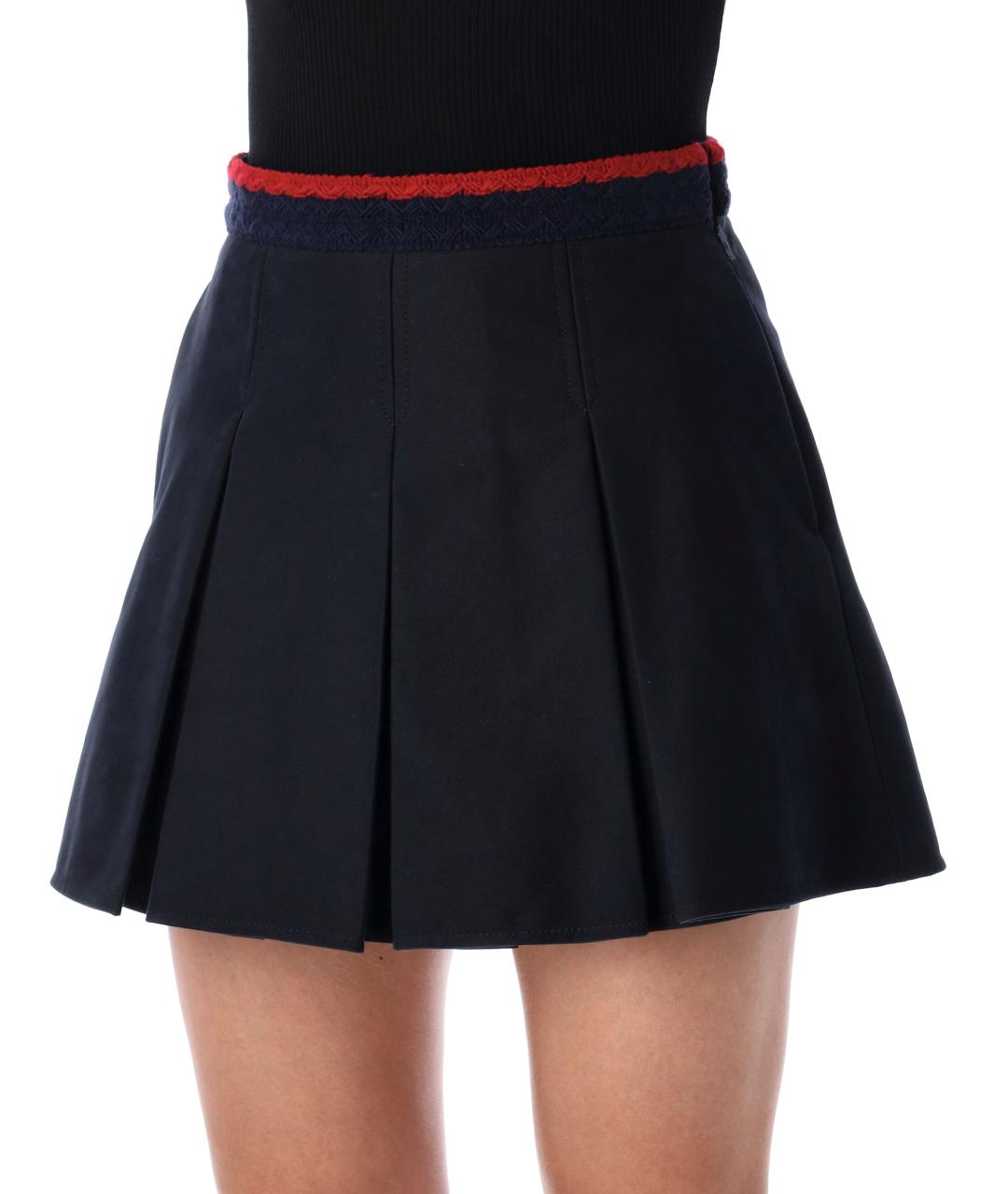 MONCLER Темно-синяя хлопковая юбка мини, фото 3