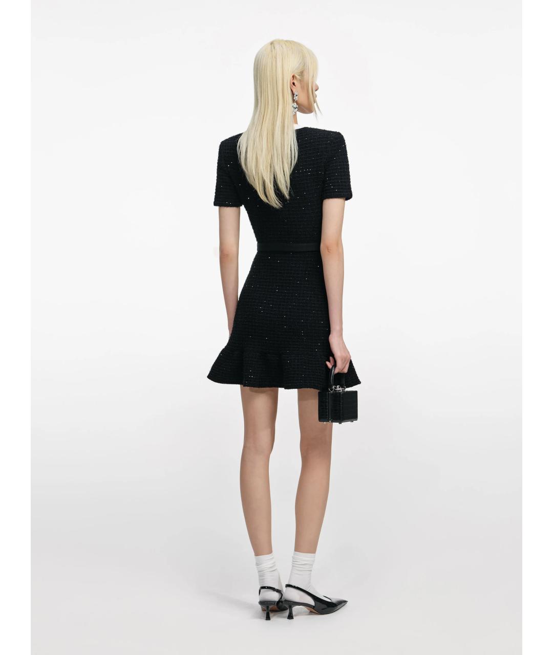 SELF-PORTRAIT Черное полиэстеровое повседневное платье, фото 4