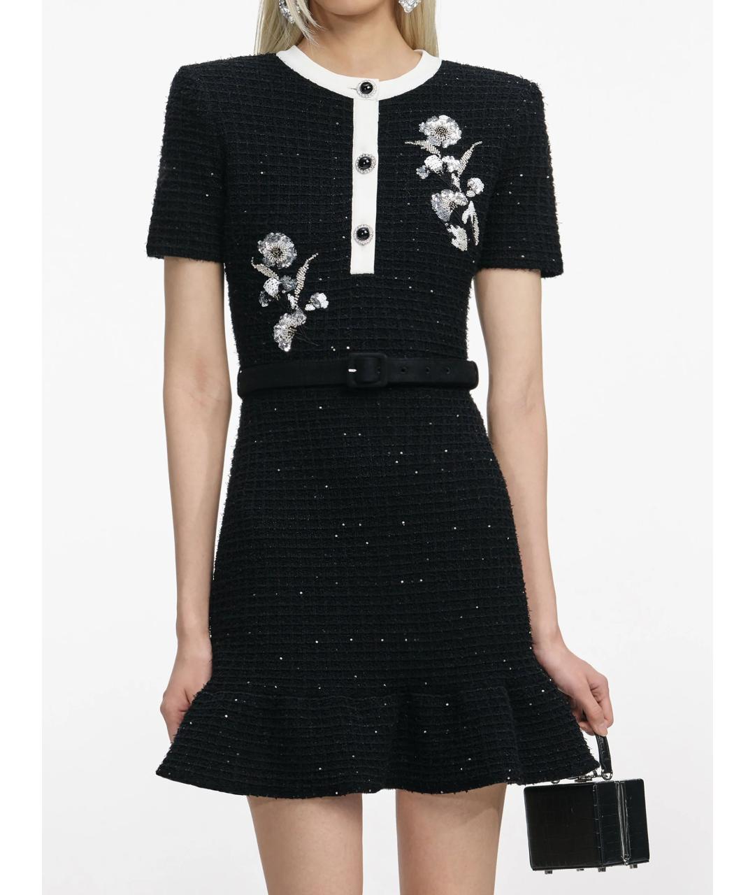 SELF-PORTRAIT Черное полиэстеровое повседневное платье, фото 5