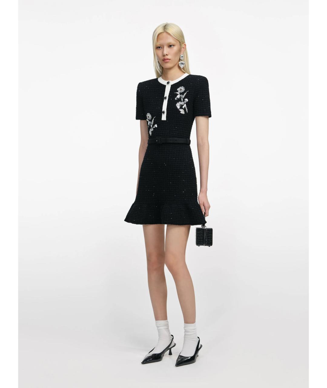 SELF-PORTRAIT Черное полиэстеровое повседневное платье, фото 3