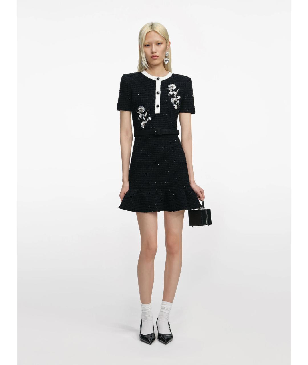 SELF-PORTRAIT Черное полиэстеровое повседневное платье, фото 2