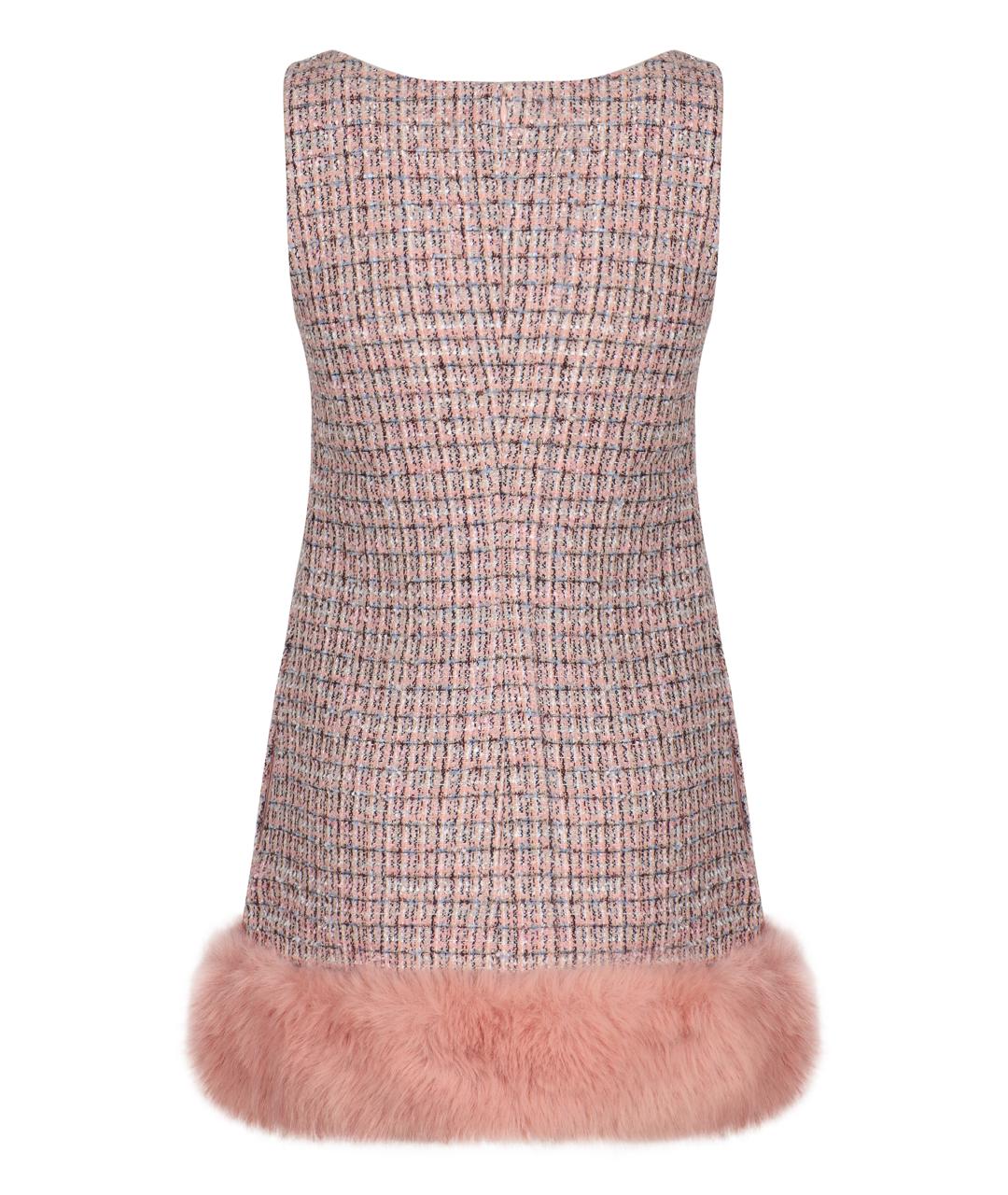 SELF-PORTRAIT Розовое твидовое повседневное платье, фото 2